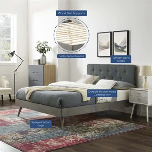 Bridgette King Wood Platform Bed With Splayed Legs