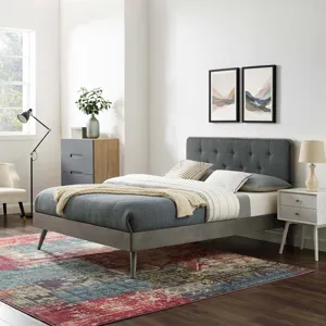 Bridgette King Wood Platform Bed With Splayed Legs