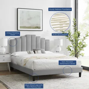 Elise Twin Performance Velvet Platform Bed