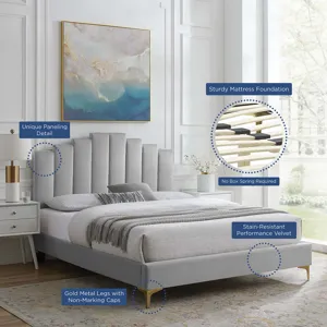 Elise Twin Performance Velvet Platform Bed