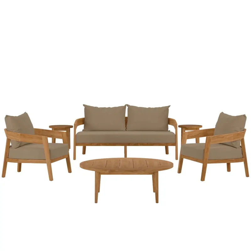 Brisbane 6-Piece Teak Wood Outdoor Patio Outdoor Patio Set