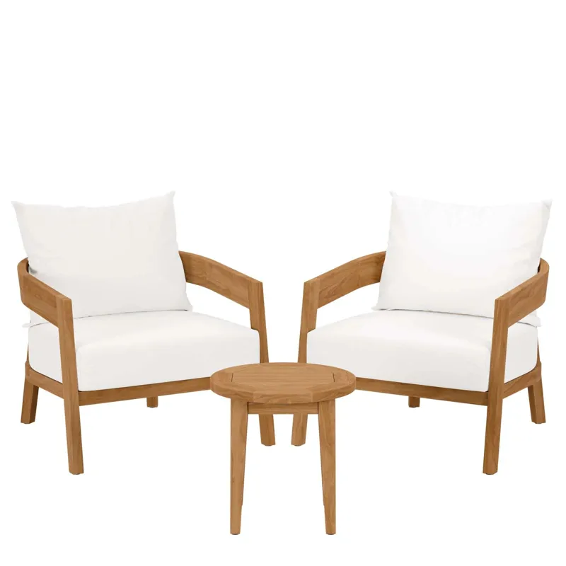 Brisbane 3-Piece Teak Wood Outdoor Patio Outdoor Patio Set