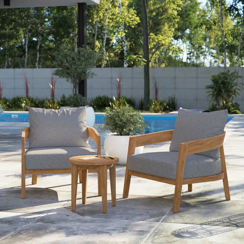 Brisbane 3-Piece Teak Wood Outdoor Patio Outdoor Patio Set