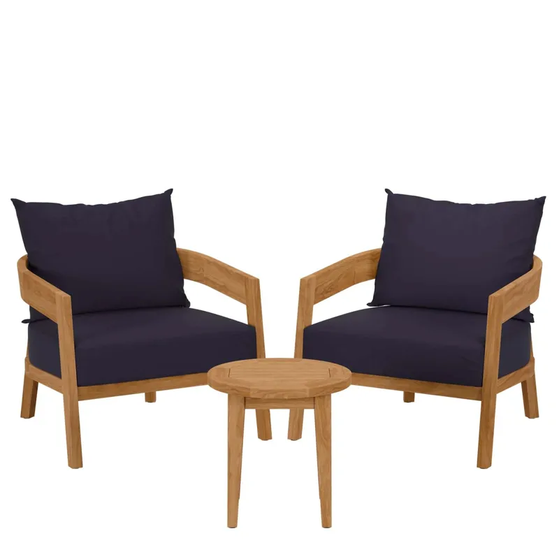 Brisbane 3-Piece Teak Wood Outdoor Patio Outdoor Patio Set