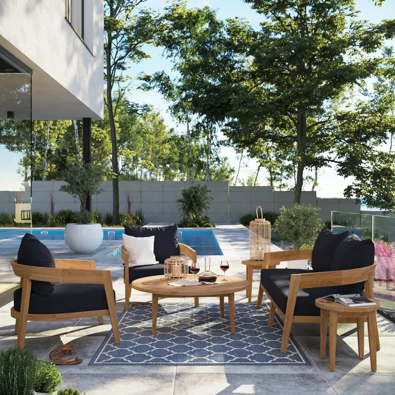 Brisbane 6-Piece Teak Wood Outdoor Patio Outdoor Patio Set