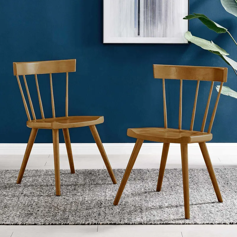 Sutter Walnut Wood Dining Side Chair Set of 2