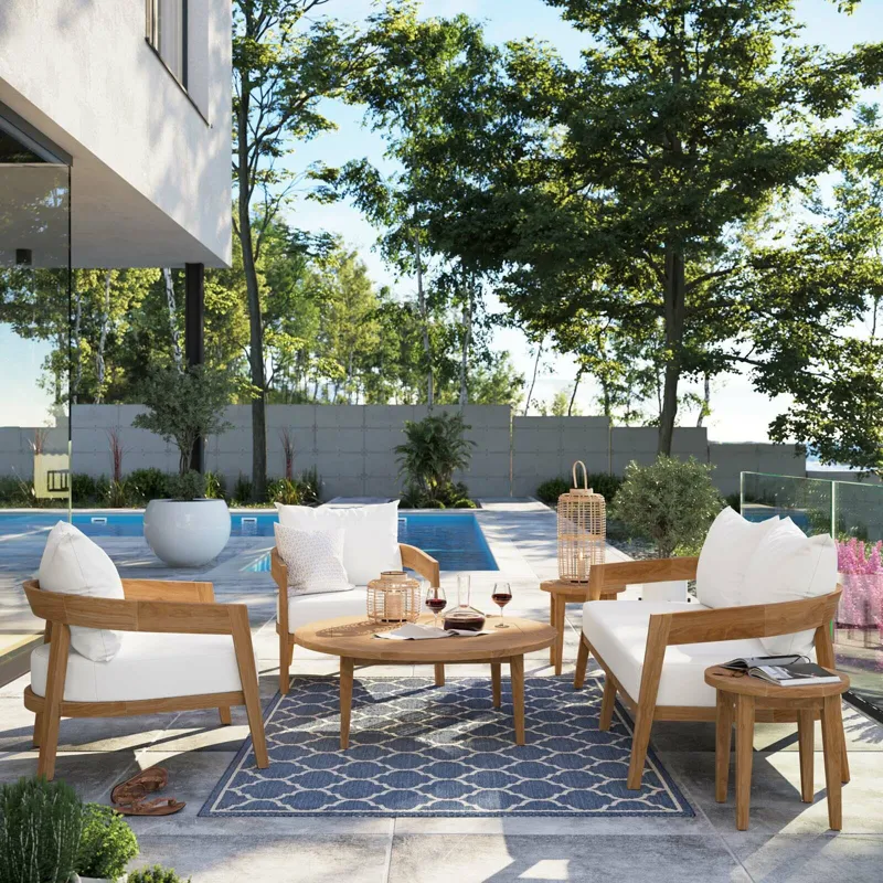 Brisbane 6-Piece Teak Wood Outdoor Patio Outdoor Patio Set