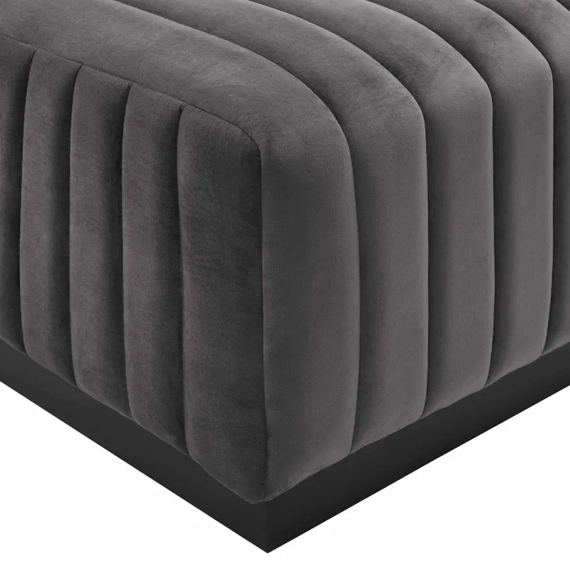 Conjure Channel Tufted Performance Velvet Ottoman - Gray