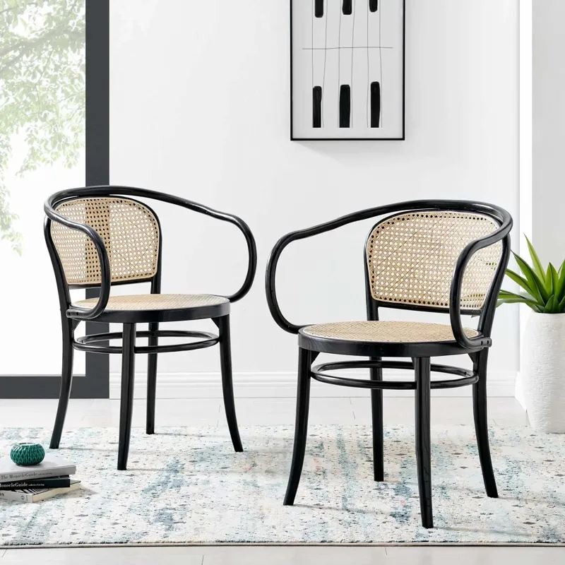 Oliana Black Wood Dining Armchair Set of 2