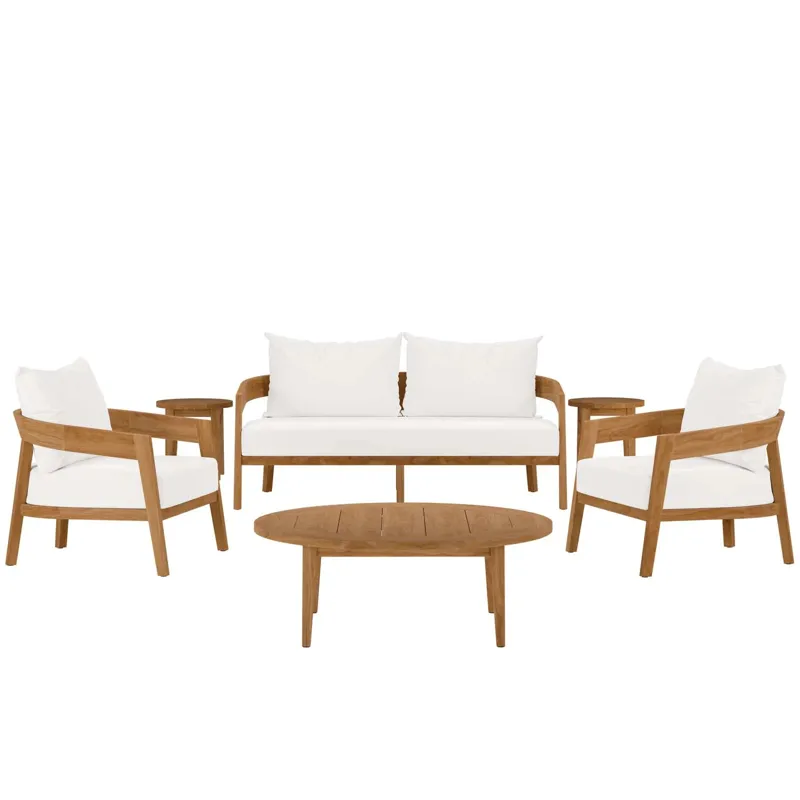Brisbane 6-Piece Teak Wood Outdoor Patio Outdoor Patio Set
