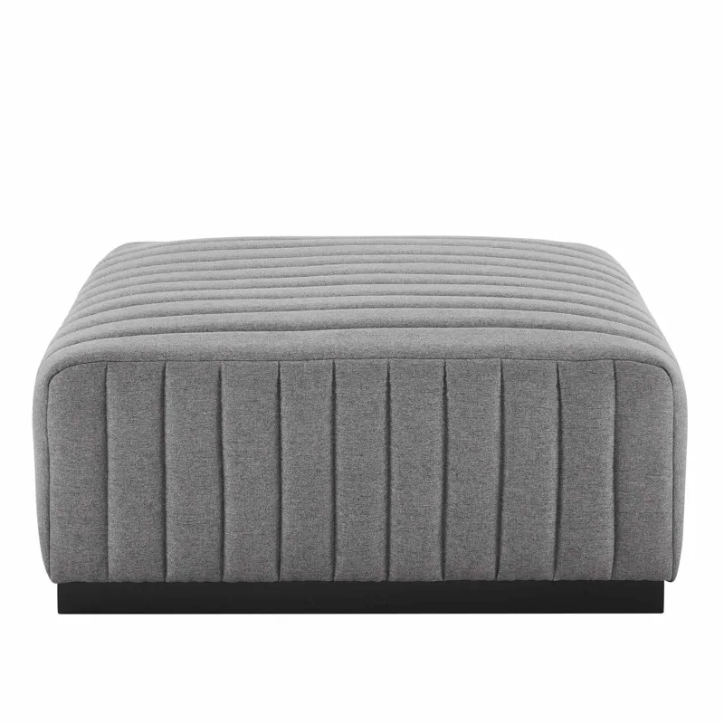 Conjure Channel Tufted Upholstered Fabric Ottoman