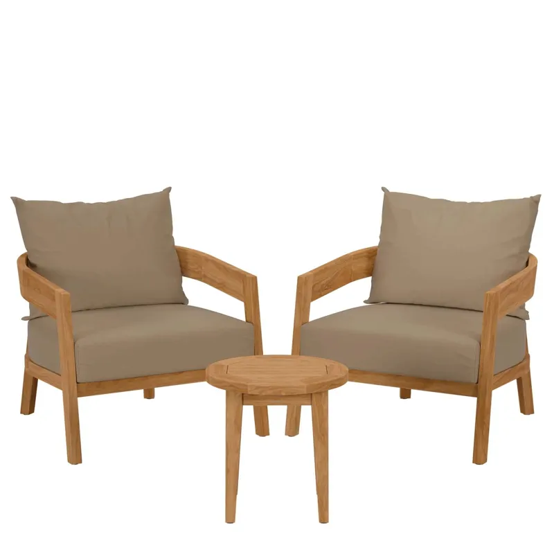 Brisbane 3-Piece Teak Wood Outdoor Patio Outdoor Patio Set