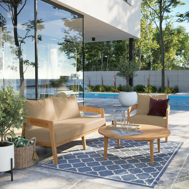 Brisbane 3-Piece Teak Wood Outdoor Patio Outdoor Patio Set