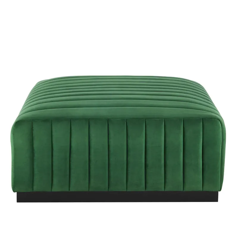 Conjure Channel Tufted Performance Velvet Ottoman - Emerald