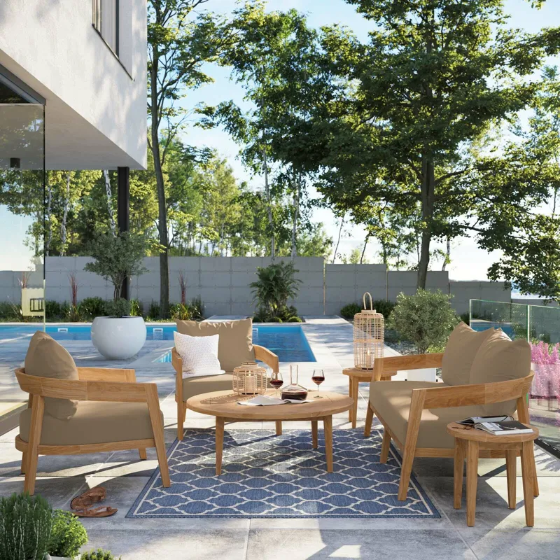 Brisbane 6-Piece Teak Wood Outdoor Patio Outdoor Patio Set