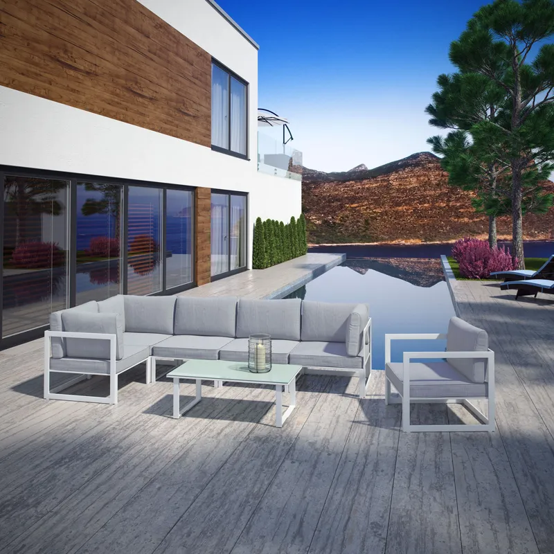 Fortuna 7 Piece Outdoor Patio Sectional Sofa Set