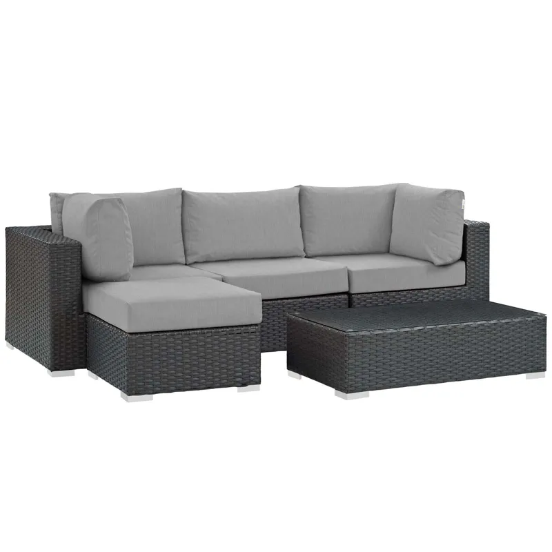 Sojourn 5 Piece Outdoor Patio Sunbrella Sectional Set