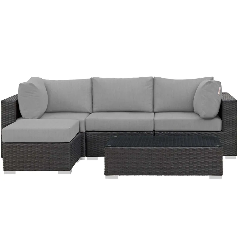 Sojourn 5 Piece Outdoor Patio Sunbrella Sectional Set