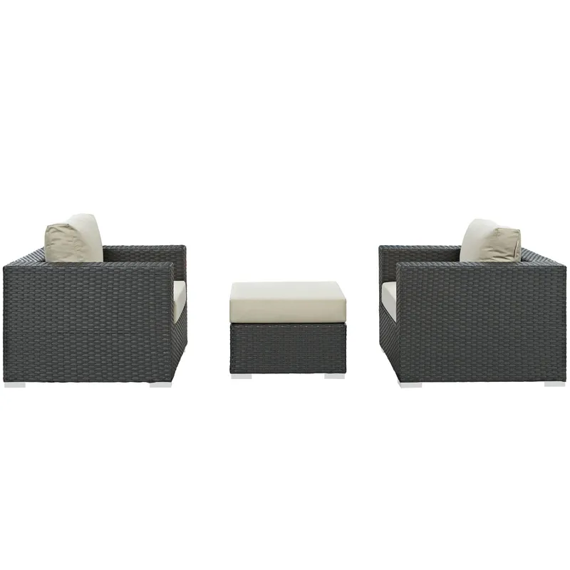 Sojourn 3 Piece Outdoor Patio Sunbrella Sectional Set
