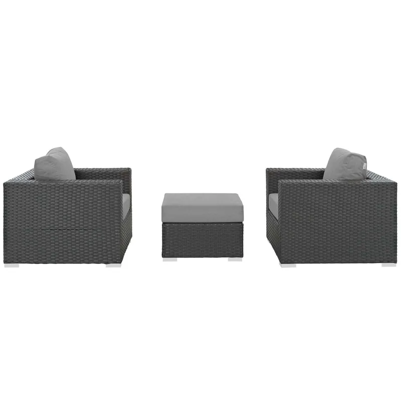 Sojourn 3 Piece Outdoor Patio Sunbrella Sectional Set