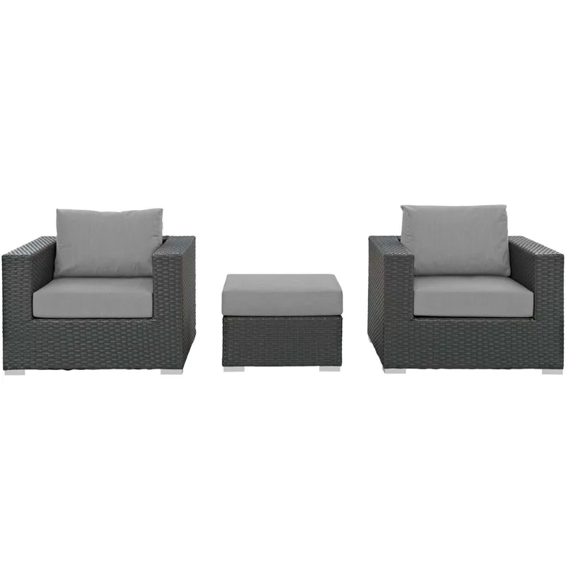 Sojourn 3 Piece Outdoor Patio Sunbrella Sectional Set