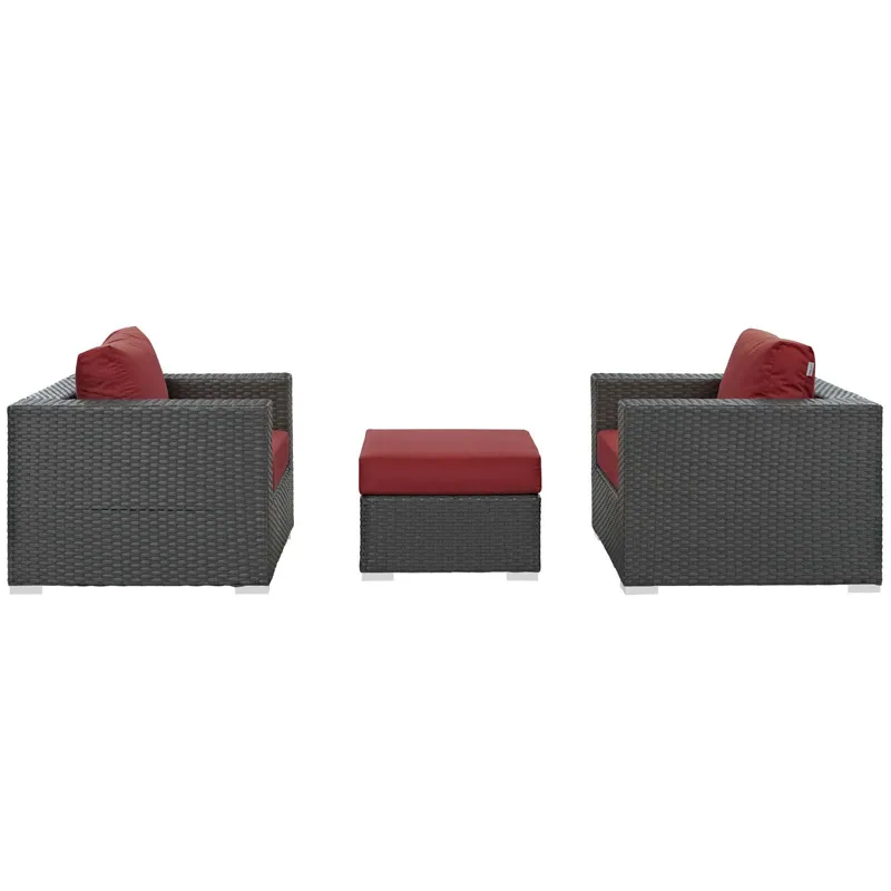 Sojourn 3 Piece Outdoor Patio Sunbrella Sectional Set