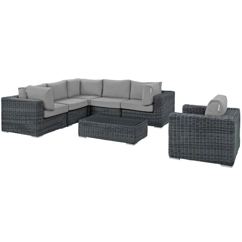 Summon 7 Piece Outdoor Patio Sunbrella Sectional Set