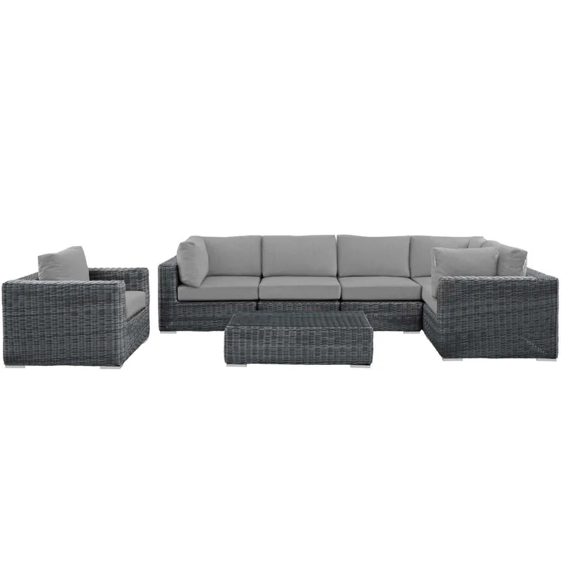 Summon 7 Piece Outdoor Patio Sunbrella Sectional Set