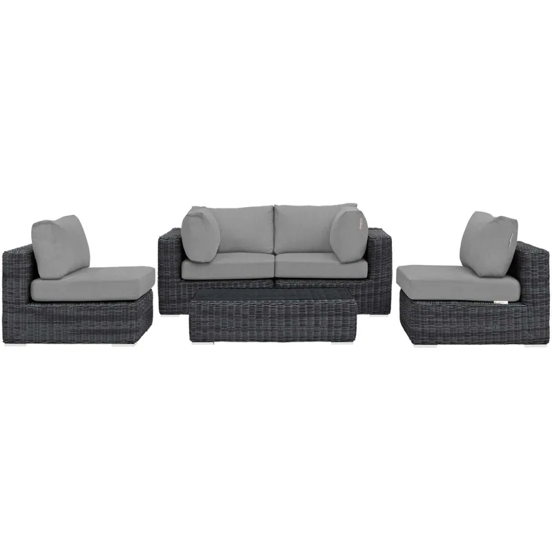 Summon 5 Piece Outdoor Patio Sunbrella Sectional Set