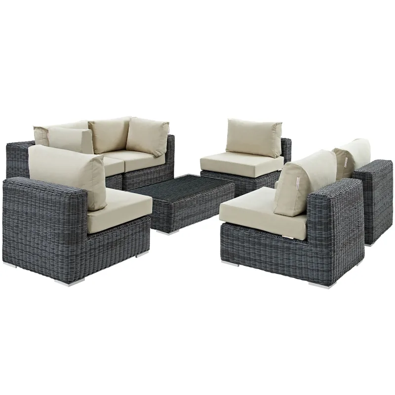 Summon 7 Piece Outdoor Patio Sunbrella Sectional Set
