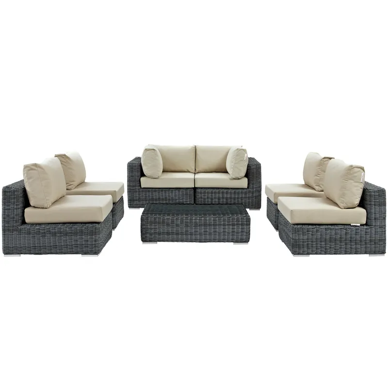 Summon 7 Piece Outdoor Patio Sunbrella Sectional Set