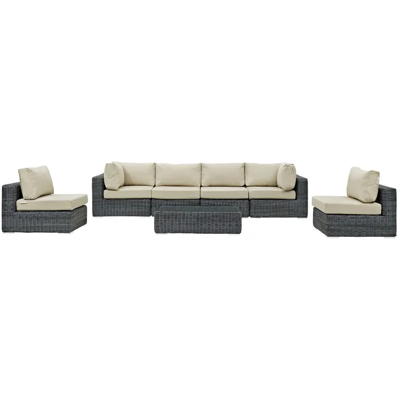 Summon 7 Piece Outdoor Patio Sunbrella Sectional Set
