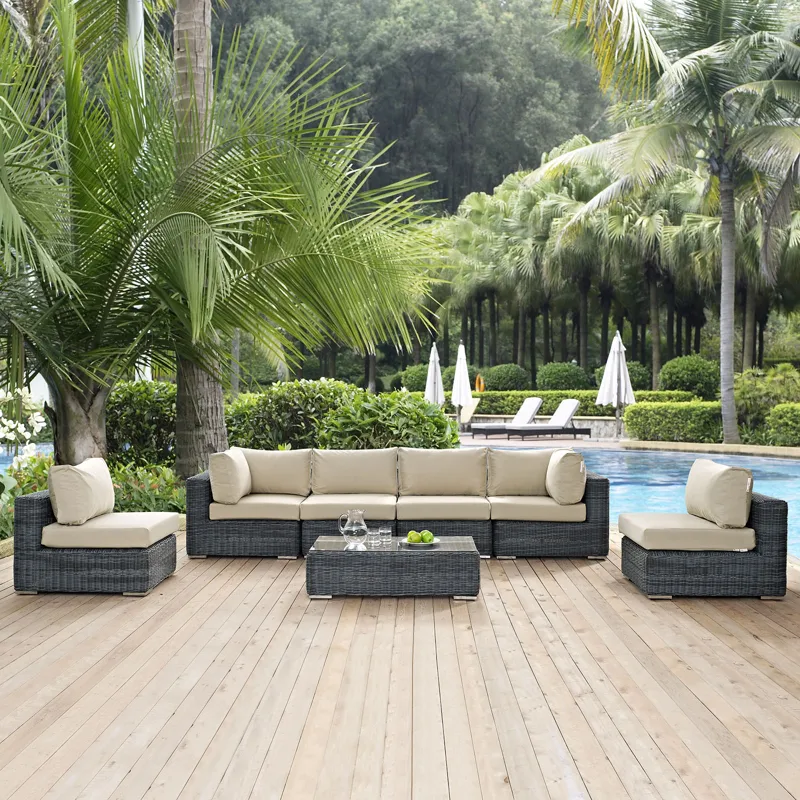 Summon 7 Piece Outdoor Patio Sunbrella Sectional Set
