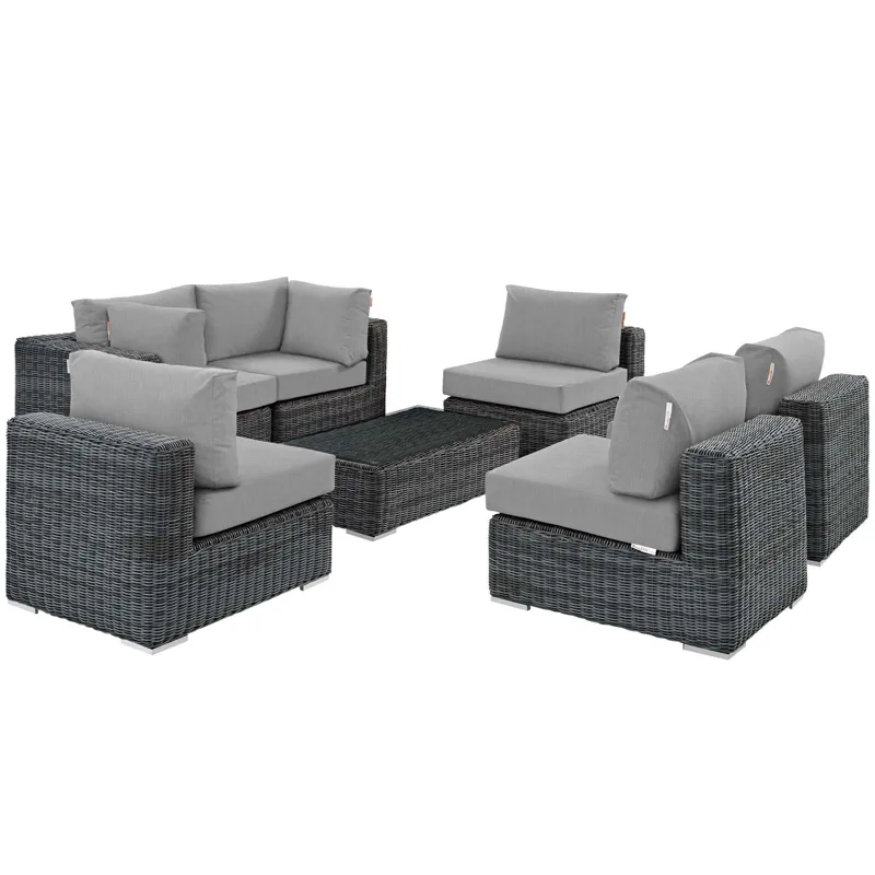 Summon 7 Piece Outdoor Patio Sunbrella Sectional Set