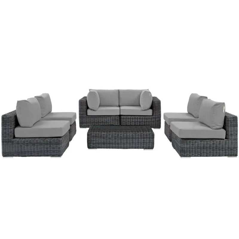 Summon 7 Piece Outdoor Patio Sunbrella Sectional Set