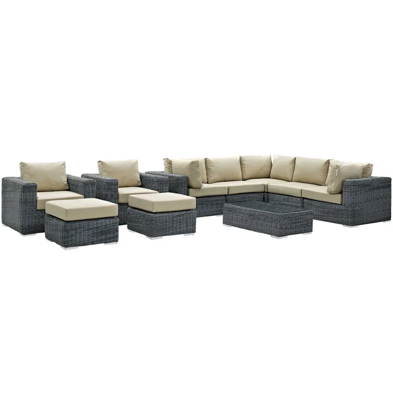 Summon 10 Piece Outdoor Patio Sunbrella Sectional Set
