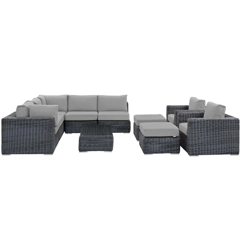 Summon 10 Piece Outdoor Patio Sunbrella Sectional Set