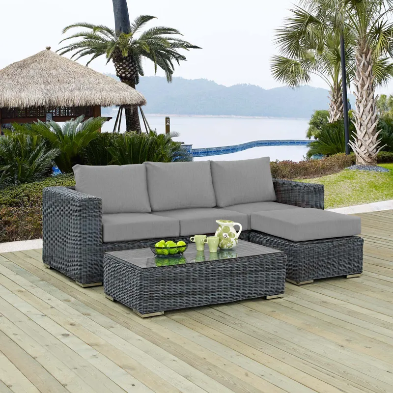 Summon 3 Piece Outdoor Patio Sunbrella Sectional Set