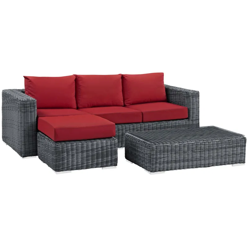 Summon 3 Piece Outdoor Patio Sunbrella Sectional Set