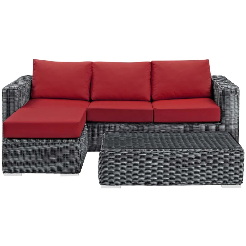 Summon 3 Piece Outdoor Patio Sunbrella Sectional Set