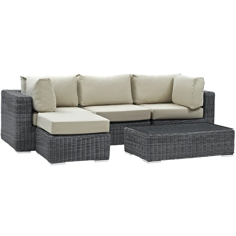 Summon 5 Piece Outdoor Patio Sunbrella Sectional Set