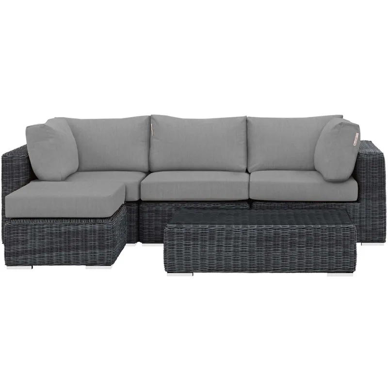 Summon 5 Piece Outdoor Patio Sunbrella Sectional Set