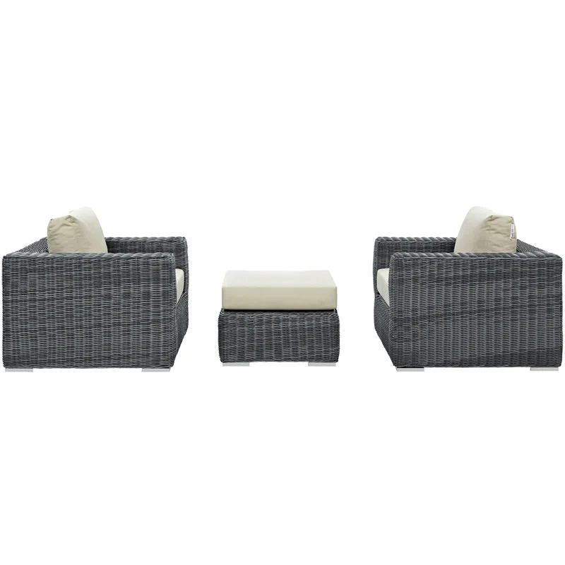 Summon 3 Piece Outdoor Patio Sunbrella Sectional Set