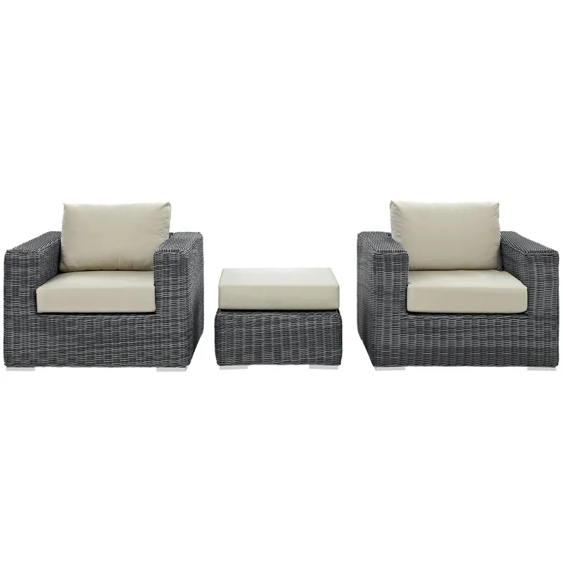 Summon 3 Piece Outdoor Patio Sunbrella Sectional Set