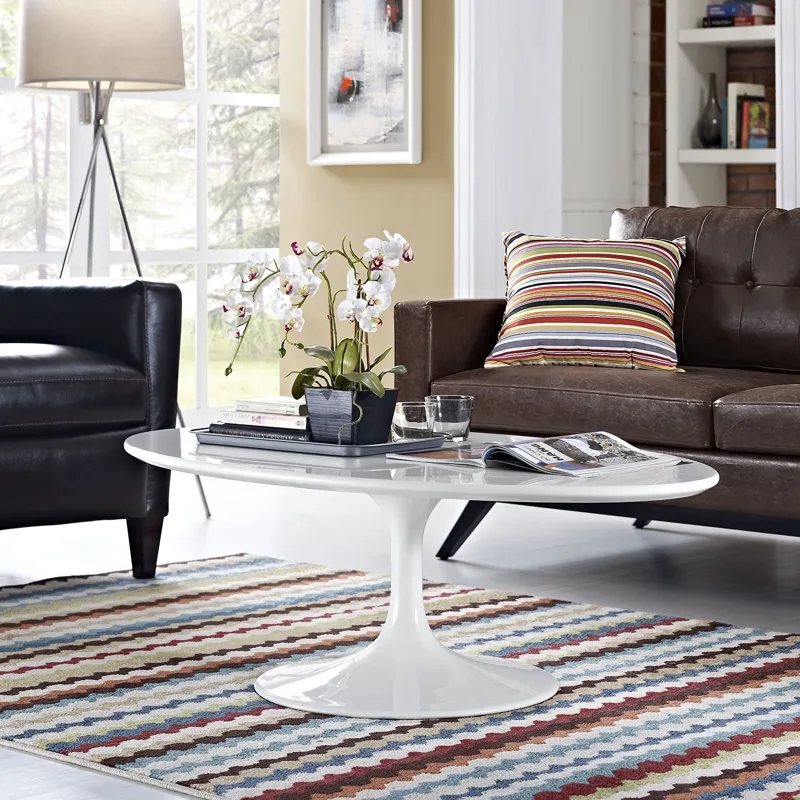 Lippa 48" Oval-Shaped Wood Top Coffee Table