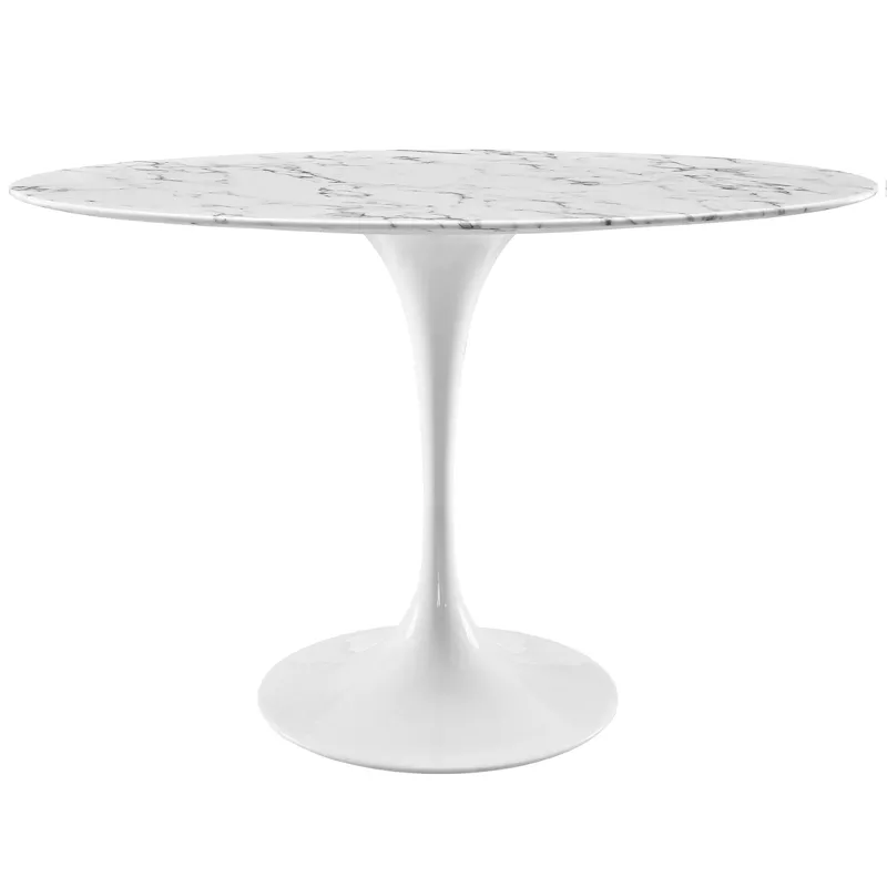 Lippa 48" Oval Artificial Marble Dining Table