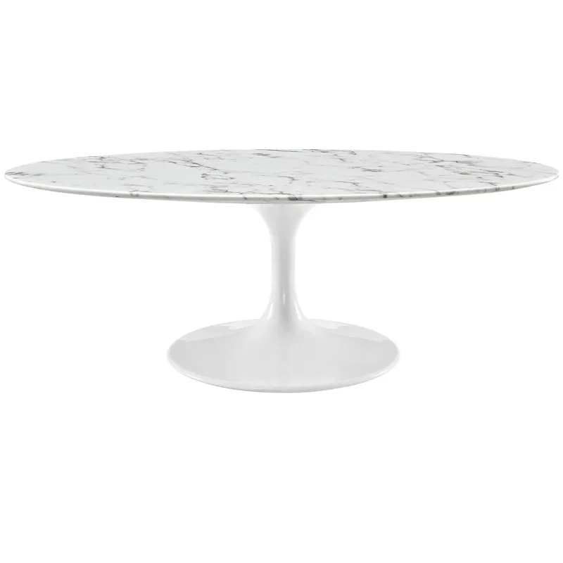 Lippa 48" Oval-Shaped Artificial Marble Coffee Table