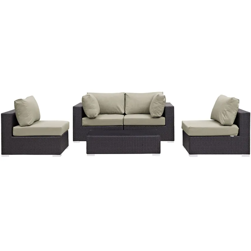 Convene 5 Piece Outdoor Patio Sectional Set