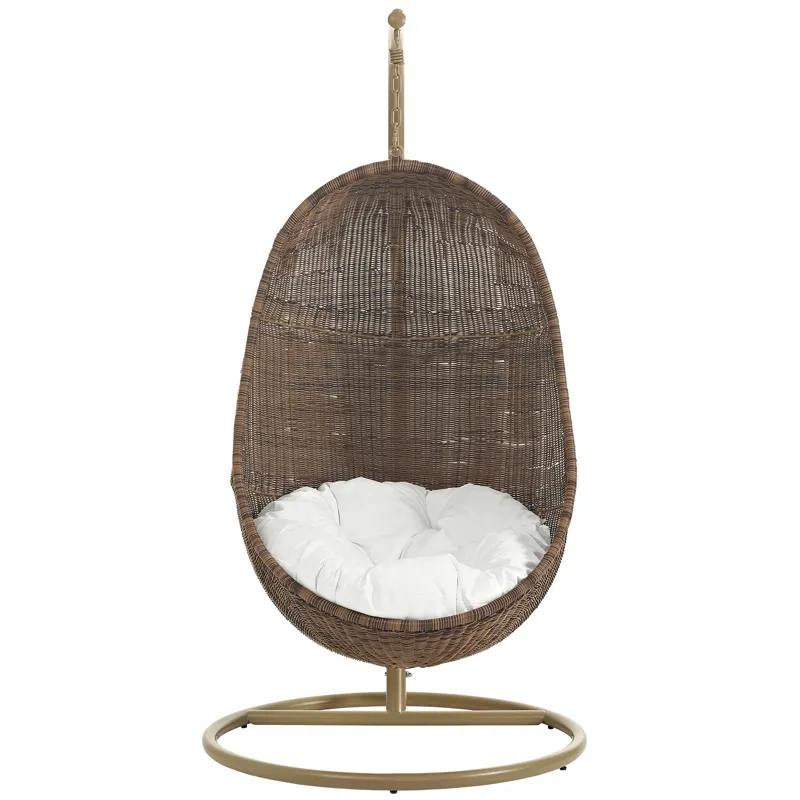 Bean Outdoor Patio Wood Swing Chair With Stand