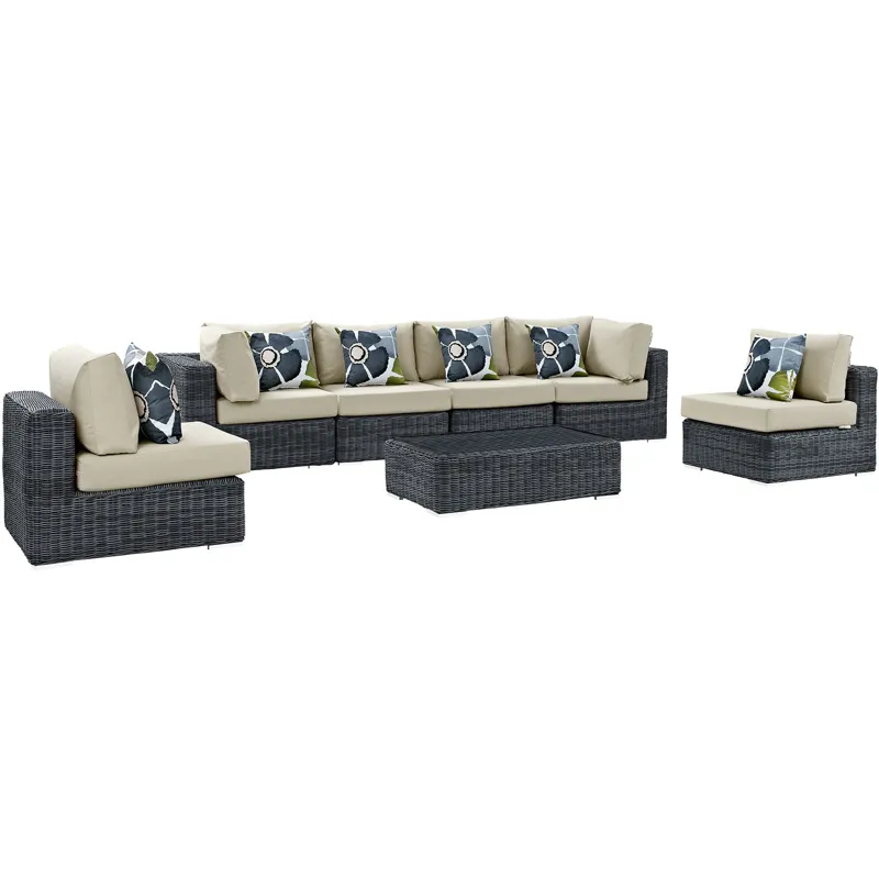 Summon 7 Piece Outdoor Patio Sunbrella Sectional Set